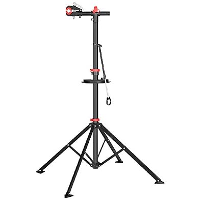 SONGMICS Support de Réparation Vélo, Poste de Montage pour Bicyclette, Pied d'Atelier Professionnel, avec Pince de Serrage, Porte-outil Magnétique, Fixation pour Guidon, Léger et Portable, noir SBR06B