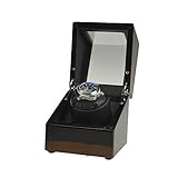 GUOSJ Uhrenbeweger Box für Einzeluhr, Massivholz Automatik Rotierende Uhrenbox Braun und Schwarz, Geeignet für Herren und Damen, Black