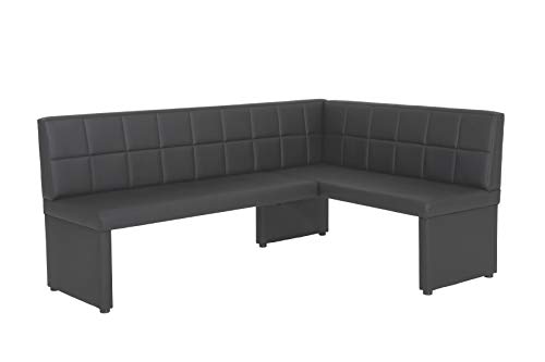 Eckbank Magda I langer Schenkel links, Bezug Kunstleder Grau mit