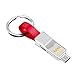 Price comparison product image Sungpunet Portable 3-In-1 Short Data Line Phone Charger Cable High Speed Data Cable With Keychian For Iphone Android Type -C Red