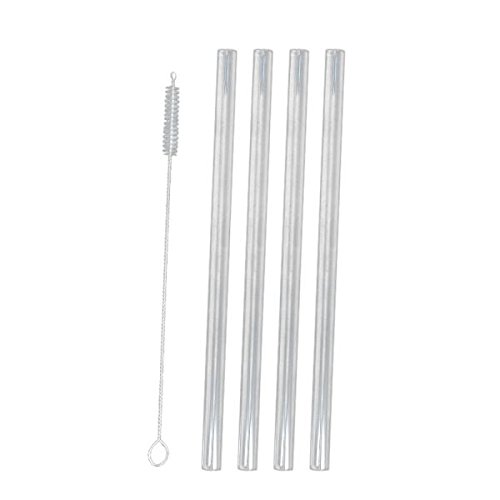 4pcs Tubo De Vidrio Lechon Pajita Recta Con Cepillo De Limpieza 1pc