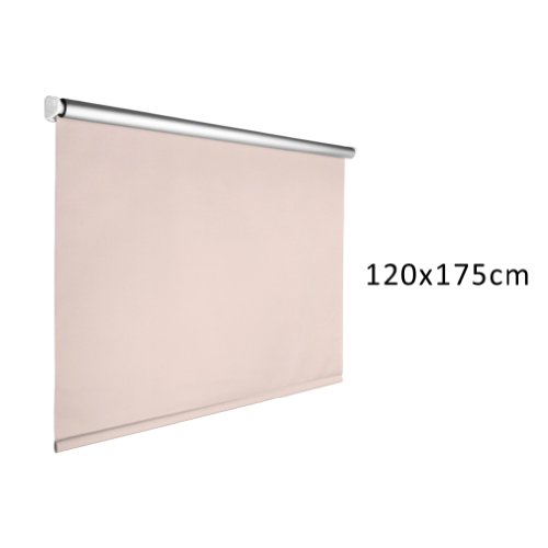 Universell Rollo Verdunklungsrollo (Breite und Höhe) 120 x 175cm für Fenster Tür ohne Bohren Jalousie Rollos Sonnenschutzrollo mit Klemmträgern Verdunklung Klemmträger Fensterrollo Silberbeschichtung (Beige) - 2