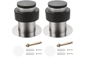 YEYIT 2 szt. ograniczników do drzwi, montowane na ścianie i podłodze z gumowym zderzakiem tłumiącym dźwięki, samoprzylepne i wiercące, ogranicznik do drzwi ze stali nierdzewnej ze śrubami