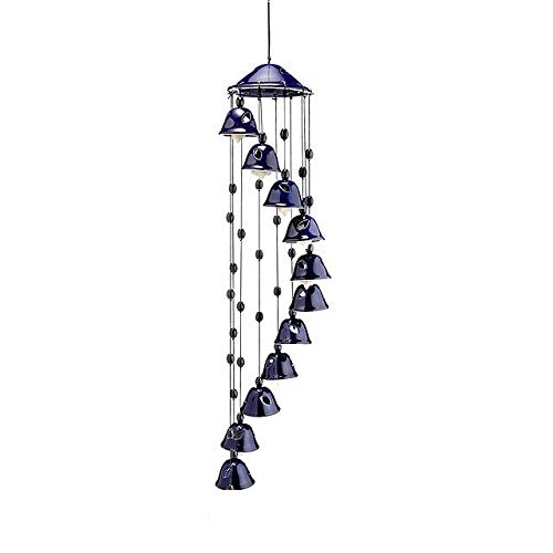SPHINX Blue Pottery Ceramic Wind-Chimes/Chandelier - 1 Unit (11-12 Bells in Single Wind Chime)