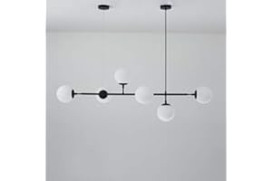 Naiyn Lampadario moderno a 6 luci E27 Lampadario moderno a sfera in vetro del Nord Europa per soggiorno Sala da pranzo Decorazione artistica Ristorante Lampada a sospensione nera