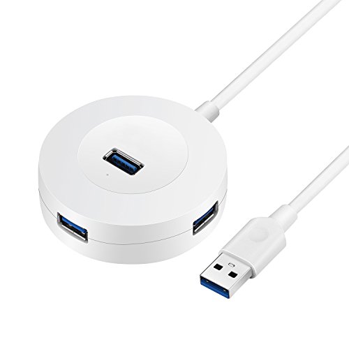 Tabker® Leicht 4-Port USB 3.0 Datenhub für Apple MacBook, MacBook Air, MacBook Pro, Mac Mini, iMac, MacPro, Windows Laptops und Ultrabooks, sowie PCs und weiteren USB 3.0 kompatiblen Geräten- (0.3m)