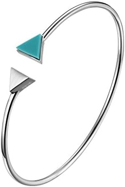 GW 925 Sterling Silver Bangle Bracelet with Turquoise Christmas Jewellery fit for Women/Girls in Simple Design