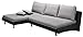 Produktbild Cavadore Polsterecke Loungines / Sofa in L-Form mit Bettfunktion und Stauraum im jungen und modernen Design / Eleganter Materialmix aus Flachgewebe (Strukturstoff) und Kunstleder / Inkl. drei Rückenkissen / Longchair links / Größe: 278 x 79 x 177 (BxHxT) / Farben: Hellgrau - Schwarz