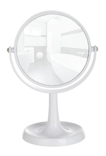 Wenko 3656520100 Kosmetik Standspiegel Rosolina weiß, Spiegelfläche ø 15cm, 500% Vergrößerung, Kunststoff, 19.5 x 28 x 14 cm, weiß - 3