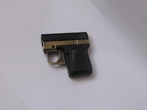 Mini Pistol (Approx. 5 x 5 cm) with Real Ultra Hot Jet Flame Cigarette Lighter and Built-in UV LED blass gold