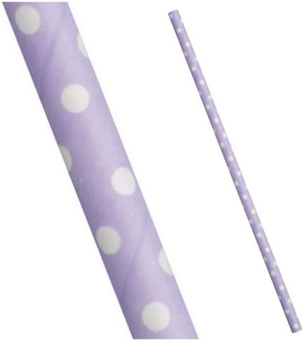 Paper Drinking Straws - Lilac with White Spot - 25 Pack