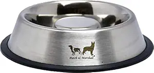 Patch & Marshall Pet Slow Feeding Stainless Steel Bowl with Anti-Skid Rubber Ring- Pet Feeding Bowl for Dogs/Cats,Reduces Chocking for Better Digestion - Large - 1100ml Water or 700g Pet Food