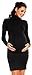 Zeta Ville Women's Maternity Stretch Warm Knit Bodycon Dress Polo Neck - 888c (Black, 8/12)