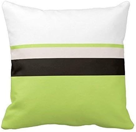 Deglogse Lime Green Black and White Stripes Pattern Design Throw Pillow Cover Case Home Decorative Square Inch