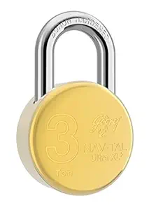 Godrej Locking Solutions and Systems Navtal Ultra XL+ Padlock 65mm(Gold,Polished Finish)