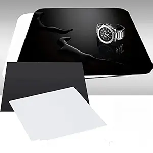SHOPEE Acrylic Reflective Finish Background Display Boards for Tabletop Product Photography, 12 X 12 inch Sheet, Black and White