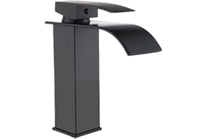 VET ITALY Vetrineinrete® Rubinetto da bagno a cascata a canna bassa per lavabo bidet miscelatore moderno per lavandino nero