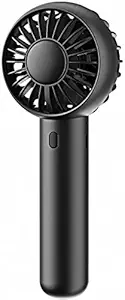 Gaiatop Mini Portable Fan, Powerful Hand Fan Table Fan Personal Small Desk Fan with Base, Cute Design 3 Speed Dual Motors Lightweight Handheld USB Rechargeable Fan for Stylish Girl Women Men Indoor Outdoor (Black)