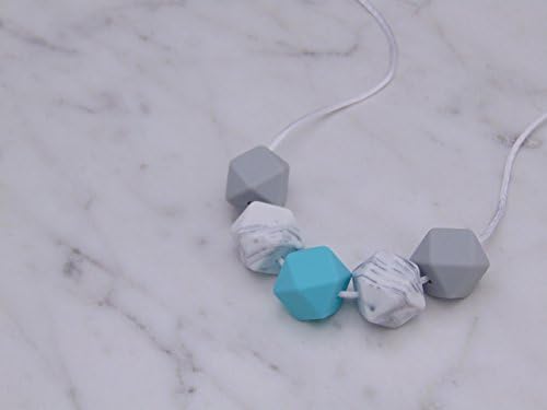 March Aquamarine Birthstone Baby Proof Silicone Teething Necklace for Breastfeeding Babywearing and Teething New Mum New Baby Shower Gift BPA Free