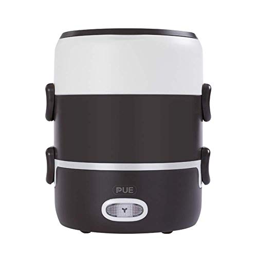 Preisvergleich Produktbild Elektrische Brotdose, tragbare 3-Tier-Lebensmittel-Durchlauferhitzer, Keramik-Liner-Mini-Reis-Dampfer-Kocher, Thermischer Lebensmittelbehälter Lebensmittelqualität,Brown