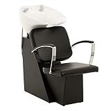 Black Leather Style Hairdresser Barber Wash Unit with Mixer Tap and Shower Head