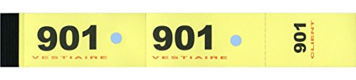 détail ELVE Bloc de 50 tickets vestiaire 3 x 20 cm Jaune Lot de 20 (de 1 à 1000)