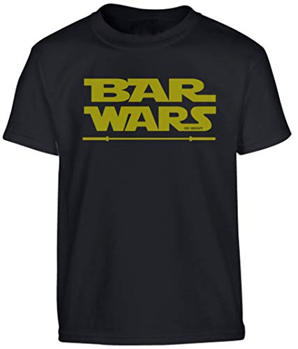 GO HEAVY Maglietta Sportiva Uomo Maniche Corte Allenamento | Maglia da Sport Gym Fitness T-Shirt | Bar Wars Nero S