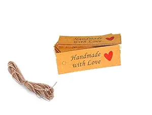 Gudki Brown Merry Christmas Gift Tags with String Decorative Kraft Paper, Shapes & Designe in Brown Color(2.5 Inch) (Pack of 25 Pieces)