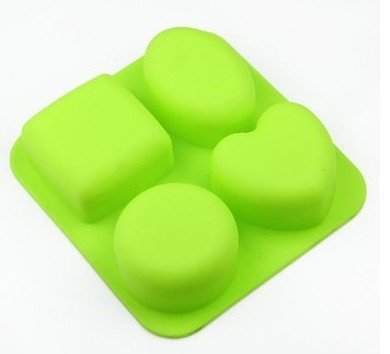 Allforhome 4 Cavities Heart Square Round Oval,Silicone Cake Baking Mold,Cake Pan,muffin cups,Handmade Soap Molds,Biscuit Chocolate mold, Ice Cube Tray DIY mold