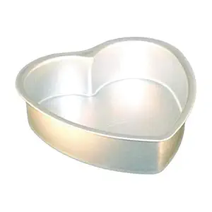 SKARS Heart Shape Aluminium Baking Cake Mould | Cake Pan | Cake Pot ( 7 Inch Length, Height- 2 Inch), Silver