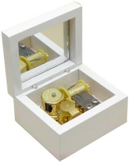 18 Note Wind-up Musical Movement Wooden Musical Box Play Carrying You From Castle in the Sky(Laputa) (White)