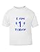 The Bees Tees Kids Birthday T-shirt I AM 1 TODAY (1-2 yrs - Blue Text)