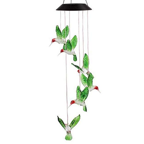 Preisvergleich Produktbild muxiao Wind Chime Light Solarleuchten Kristallkugel Kolibri Hängende Lichterketten Mode Sonnenblume Yard Decoration