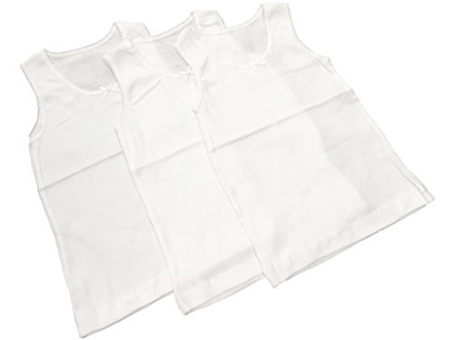 Pack de 6 camisetas de tirantes para niña, 100% de algodón cálido Blanco blanco Edad 3-5 Años