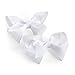 Pair of Girls White Ribbon Style Bow Hair Beak Clips Slides