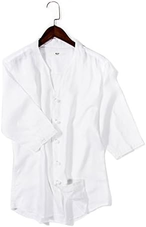 UAISI Men Short Sleeve Linen Shirt Casual Summer Button-Down Shirt