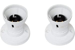 KAKKI Bayonet Batten White Ceiling Lamp Holder Bc B22 Light Bulb Socket Lamp Fitting White High Temperature Resistance Ideal for Use in Confined Spaces Such As Bathrooms (Pack of 2)
