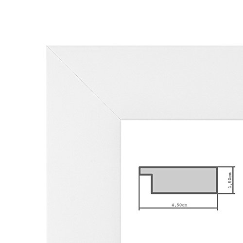 Wand-Spiegel 48×68 cm im Holzrahmen Schlicht Modern Weiss / Spiegelfläche 40×60 cm - 5