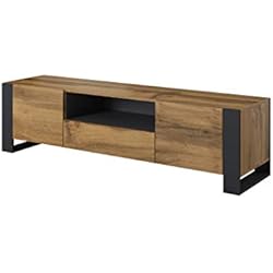 BIM Furniture NUNKI Meuble TV Bas en chêne Anthracite 180 cm