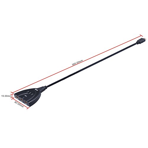 Tendak HDMI Switch 3 x 1 Kabel 3 In 1 3 Out Anschluss Eingang unterstützt Full HD 1080P 3D für Apple TV Xbox PS4 Blu-Ray Player HDTV - 6