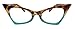 Produktbild 50er Jahre Fashion Brille Cat Eye Modell Klarglas ohne Stärke Vintage Nerdbrille mit Farbverlauf CN13 (Cheetah/Teal)