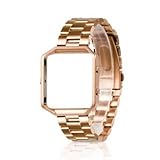 Wearlizer Kompatibel Fitbit Blaze Armband mit Rahmen, Edelstahl Strap Ersatzarmband Band für Fitbit Blaze Armband Herren Damen