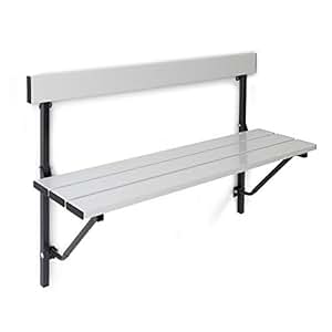 Wandbank - klappbar, feste Länge 1200 mm - mit Aluminiumauflage - Bank