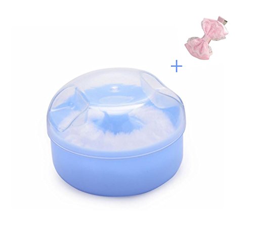 Malloom® Baby Soft Face Body Cosmetic Powder Puff Sponge Box Case Container (Blue)
