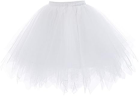 Womens Mini Tutu Skirt with Multi-layer Frilly Petticoat White Size S KK000447-2