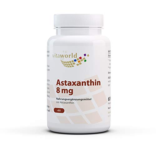 Astaxantina 8 Milligram 60 Capsule 100 Per Cento Naturale Haematococcus Pluvialis Alghe Vita World Produzione Farmacia Germania Antiossidanti
