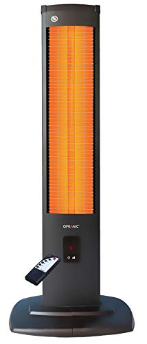 OPRANIC THOR Chauffage infrarouge sur pied, 2000 Watt, télécommande, 5 réglages de puissance, protection contre les éclaboussures IP34, noir perle, radiateur infrarouge terrasse patio ...