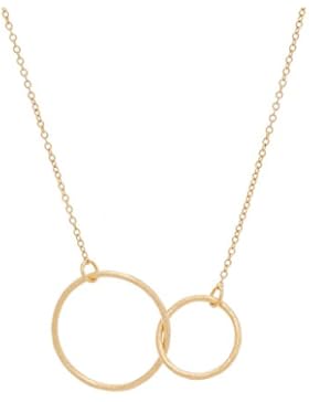 Pernille Corydon Damen Halskette mit zwei Ring-Anhängern mit matter Oberfläche aus 925 Sterling Silber 18 Karat...