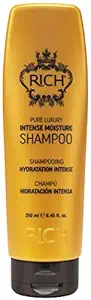 RICH Pure Luxury Intense Moisture Shampoo with Hydrolyzed Keratin and Wheat Protein for All Hair Types - Smoothing & Hydrating - Prevents Breakage, Heat Damage & Frizz, 8.45 Fl oz