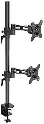 Duronic DM35V2X2 (Certified Refurbished) Extended Double Twin LCD LED Vertical Desk Mount Arm Monitor Stand Bracket with Tilt and Swivel (Tilt ±15°|Swivel 180°|Rotate 360°)
